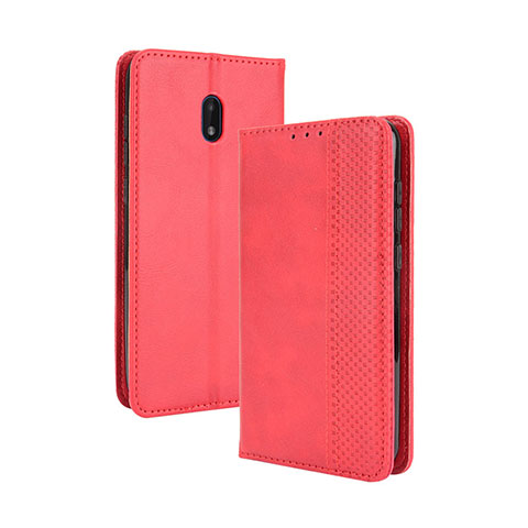 Custodia Portafoglio In Pelle Cover con Supporto BY4 per Nokia C01 Plus Rosso