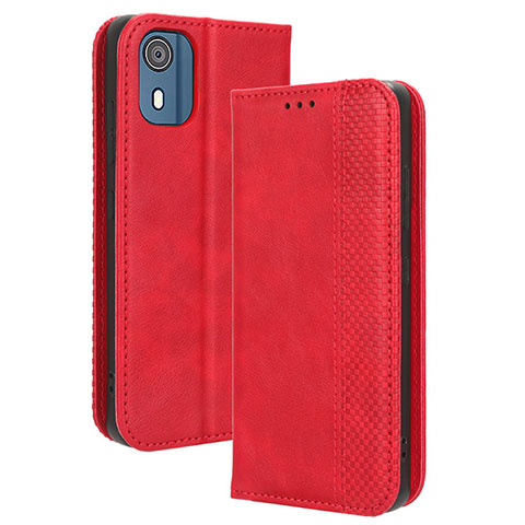 Custodia Portafoglio In Pelle Cover con Supporto BY4 per Nokia C02 Rosso