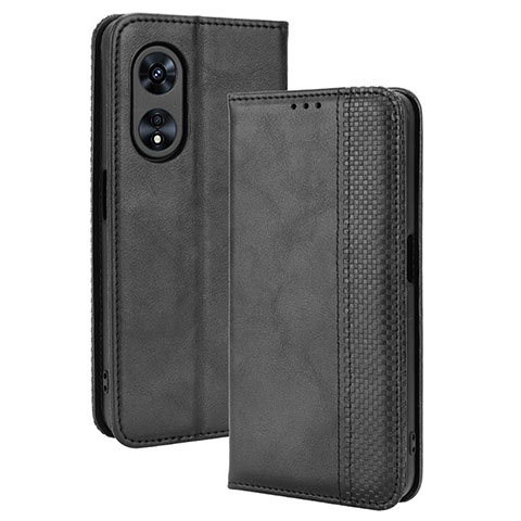 Custodia Portafoglio In Pelle Cover con Supporto BY4 per Oppo A58x 5G Nero