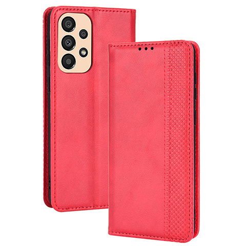 Custodia Portafoglio In Pelle Cover con Supporto BY4 per Samsung Galaxy A23 5G Rosso