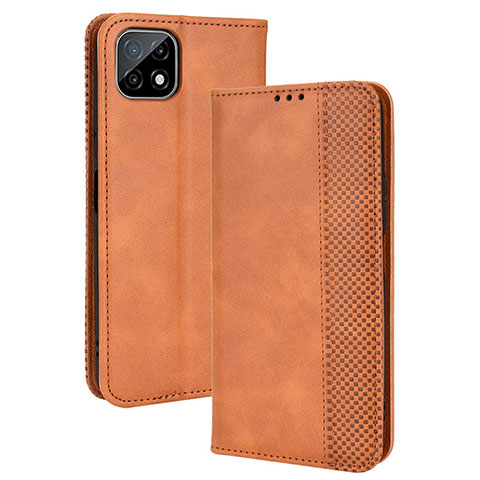 Custodia Portafoglio In Pelle Cover con Supporto BY4 per Wiko T3 Marrone
