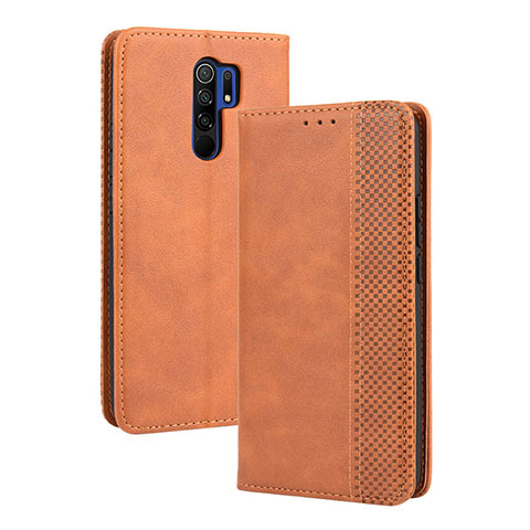 Custodia Portafoglio In Pelle Cover con Supporto BY4 per Xiaomi Poco M2 Marrone