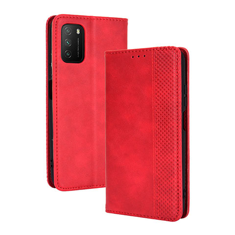 Custodia Portafoglio In Pelle Cover con Supporto BY4 per Xiaomi Poco M3 Rosso