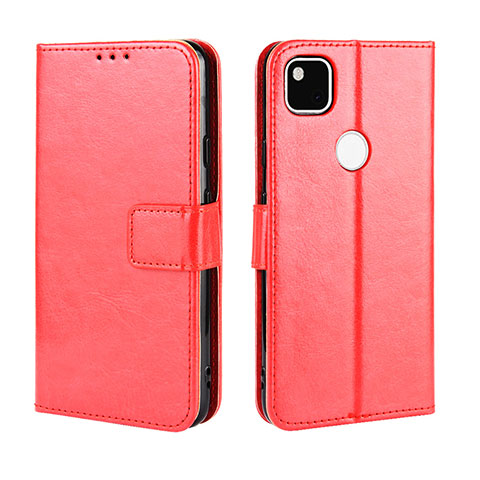 Custodia Portafoglio In Pelle Cover con Supporto BY5 per Google Pixel 4a Rosso