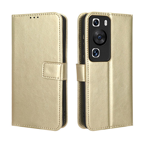 Custodia Portafoglio In Pelle Cover con Supporto BY5 per Huawei P60 Oro