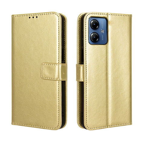 Custodia Portafoglio In Pelle Cover con Supporto BY5 per Motorola Moto G14 Oro