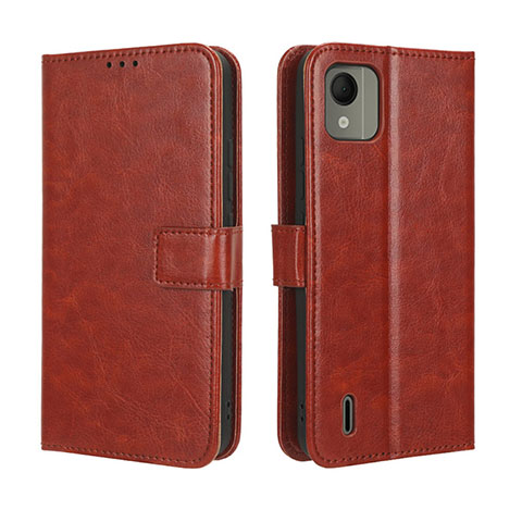 Custodia Portafoglio In Pelle Cover con Supporto BY5 per Nokia C110 Marrone