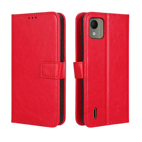Custodia Portafoglio In Pelle Cover con Supporto BY5 per Nokia C110 Rosso