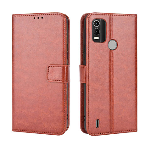 Custodia Portafoglio In Pelle Cover con Supporto BY5 per Nokia C21 Plus Marrone