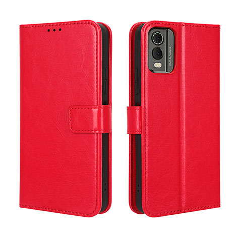 Custodia Portafoglio In Pelle Cover con Supporto BY5 per Nokia C32 Rosso