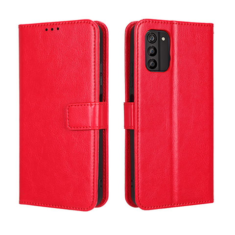 Custodia Portafoglio In Pelle Cover con Supporto BY5 per Nokia G100 Rosso