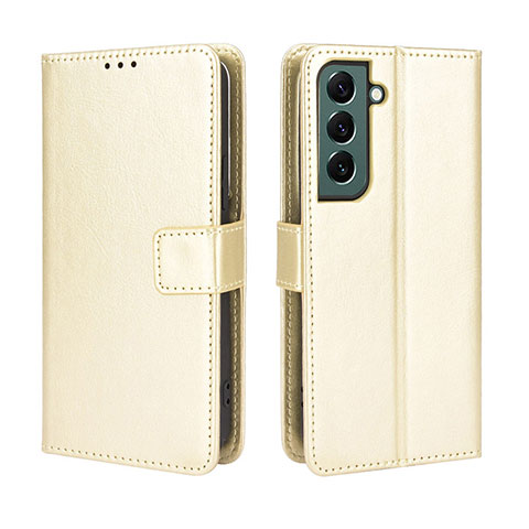 Custodia Portafoglio In Pelle Cover con Supporto BY5 per Samsung Galaxy S22 5G Oro