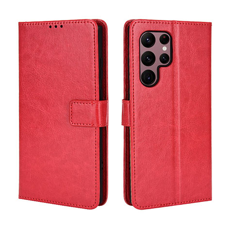 Custodia Portafoglio In Pelle Cover con Supporto BY5 per Samsung Galaxy S23 Ultra 5G Rosso