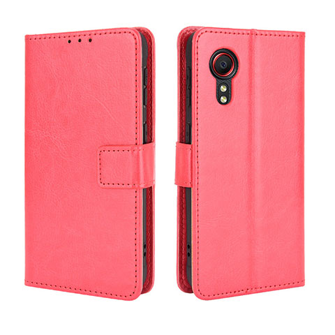 Custodia Portafoglio In Pelle Cover con Supporto BY5 per Samsung Galaxy XCover 5 SM-G525F Rosso