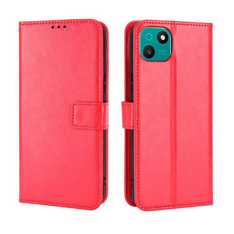 Custodia Portafoglio In Pelle Cover con Supporto BY5 per Wiko T10 Rosso