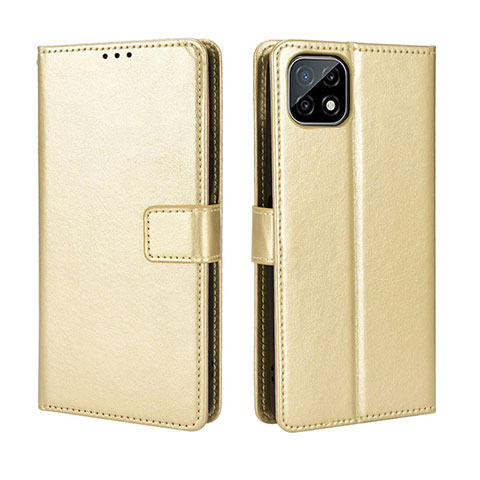 Custodia Portafoglio In Pelle Cover con Supporto BY5 per Wiko T3 Oro