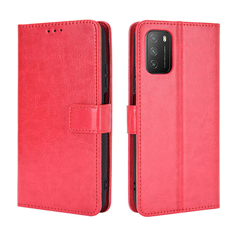 Custodia Portafoglio In Pelle Cover con Supporto BY5 per Xiaomi Poco M3 Rosso