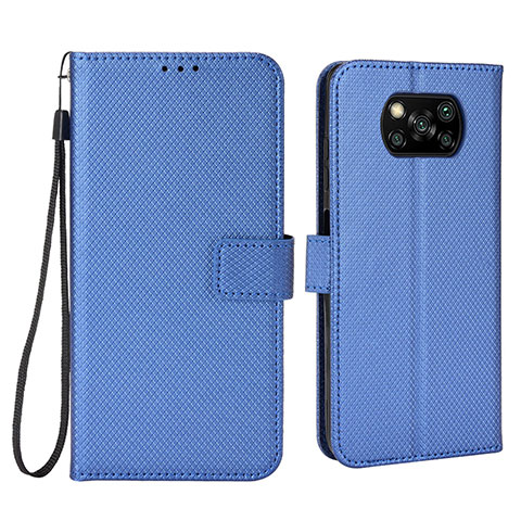 Custodia Portafoglio In Pelle Cover con Supporto BY6 per Xiaomi Poco X3 NFC Blu