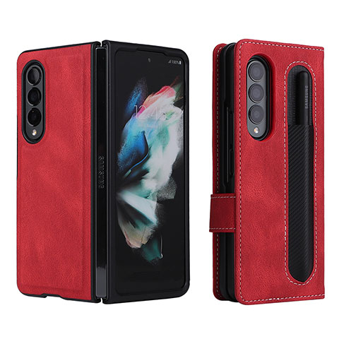 Custodia Portafoglio In Pelle Cover con Supporto BY7 per Samsung Galaxy Z Fold3 5G Rosso