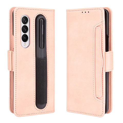 Custodia Portafoglio In Pelle Cover con Supporto BY9 per Samsung Galaxy Z Fold4 5G Rosa