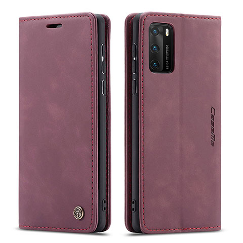 Custodia Portafoglio In Pelle Cover con Supporto C01S per Huawei P40 Rosso Rosa