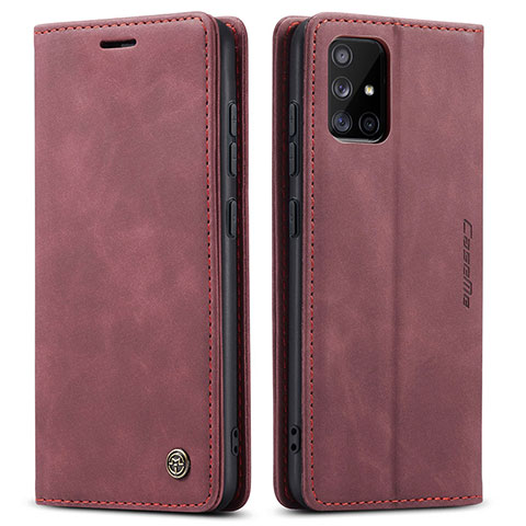 Custodia Portafoglio In Pelle Cover con Supporto C01S per Samsung Galaxy A51 5G Rosso Rosa
