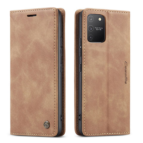 Custodia Portafoglio In Pelle Cover con Supporto C01S per Samsung Galaxy A91 Marrone Chiaro