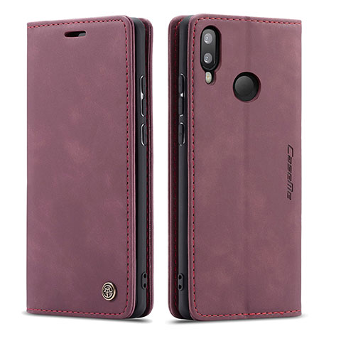 Custodia Portafoglio In Pelle Cover con Supporto C01S per Samsung Galaxy M20 Rosso Rosa