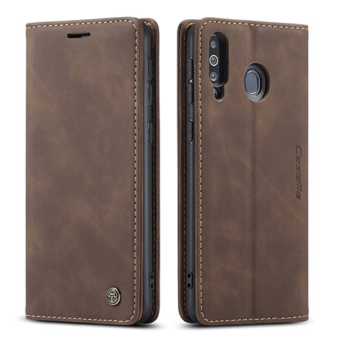 Custodia Portafoglio In Pelle Cover con Supporto C01S per Samsung Galaxy M30 Marrone