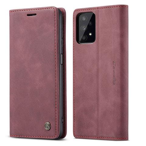 Custodia Portafoglio In Pelle Cover con Supporto C01S per Samsung Galaxy M32 5G Rosso Rosa