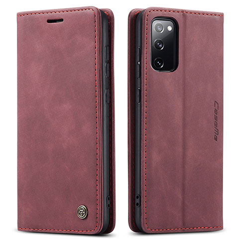 Custodia Portafoglio In Pelle Cover con Supporto C01S per Samsung Galaxy S20 FE (2022) 5G Rosso Rosa