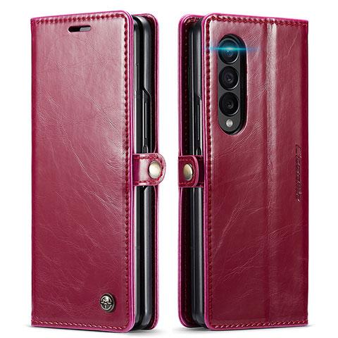 Custodia Portafoglio In Pelle Cover con Supporto C01S per Samsung Galaxy Z Fold4 5G Rosso