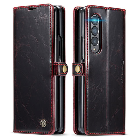 Custodia Portafoglio In Pelle Cover con Supporto C01S per Samsung Galaxy Z Fold4 5G Rosso Rosa