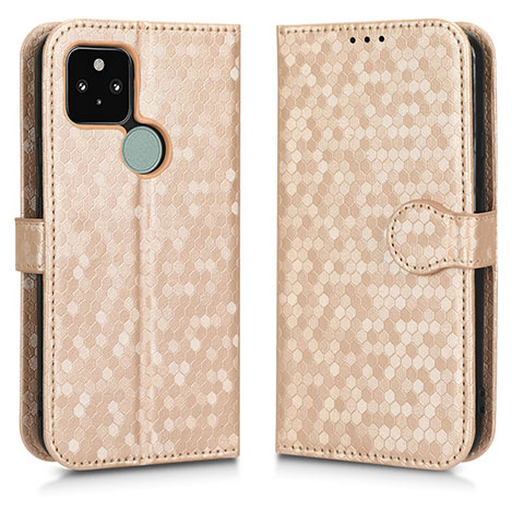 Custodia Portafoglio In Pelle Cover con Supporto C01X per Google Pixel 5 Oro