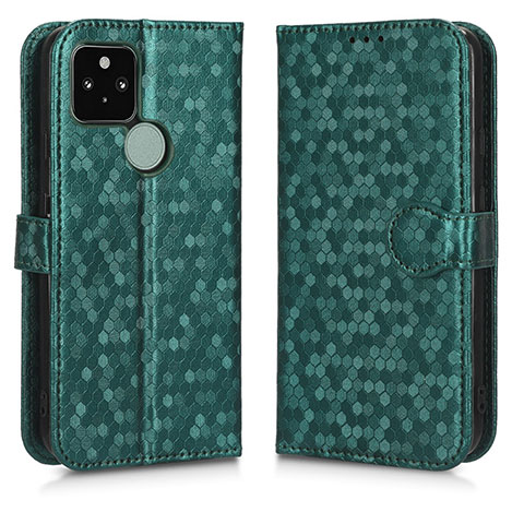 Custodia Portafoglio In Pelle Cover con Supporto C01X per Google Pixel 5 Verde