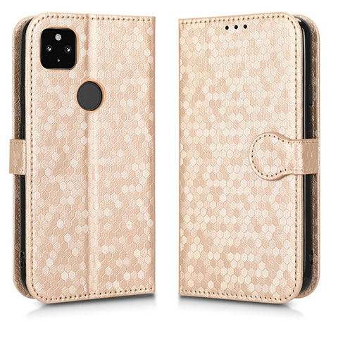 Custodia Portafoglio In Pelle Cover con Supporto C01X per Google Pixel 5 XL 5G Oro