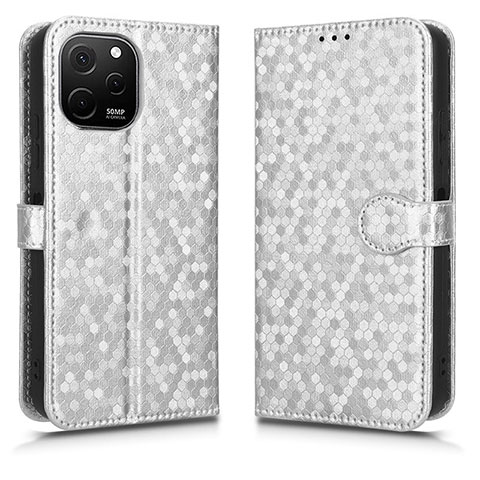 Custodia Portafoglio In Pelle Cover con Supporto C01X per Huawei Nova Y61 Argento