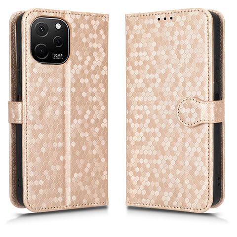 Custodia Portafoglio In Pelle Cover con Supporto C01X per Huawei Nova Y61 Oro