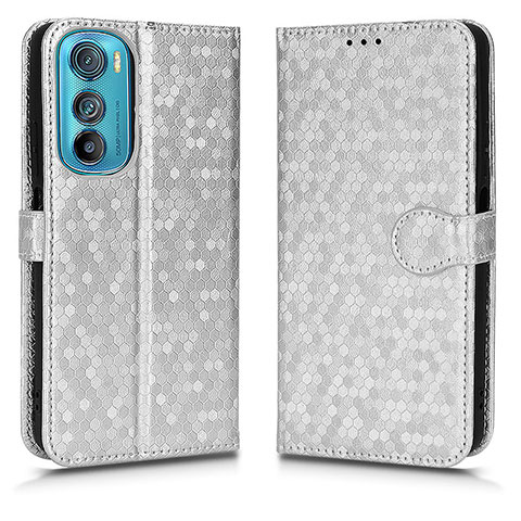 Custodia Portafoglio In Pelle Cover con Supporto C01X per Motorola Moto Edge 30 5G Argento