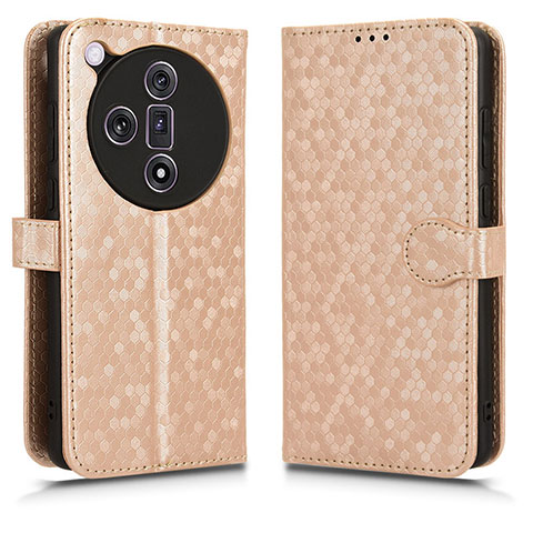 Custodia Portafoglio In Pelle Cover con Supporto C01X per Oppo Find X7 5G Oro