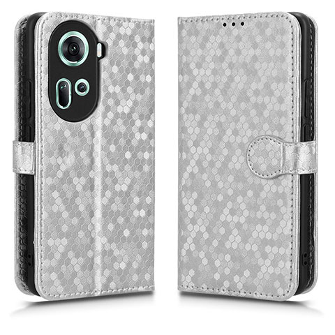 Custodia Portafoglio In Pelle Cover con Supporto C01X per Oppo Reno11 5G Argento