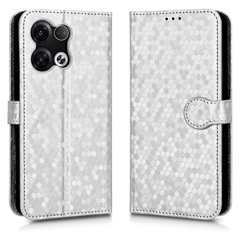 Custodia Portafoglio In Pelle Cover con Supporto C01X per Oppo Reno8 Pro 5G Argento