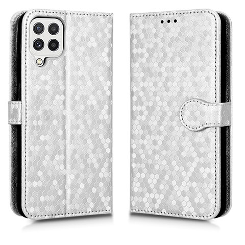 Custodia Portafoglio In Pelle Cover con Supporto C01X per Samsung Galaxy A12 Argento