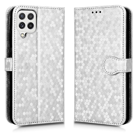 Custodia Portafoglio In Pelle Cover con Supporto C01X per Samsung Galaxy A12 Nacho Argento