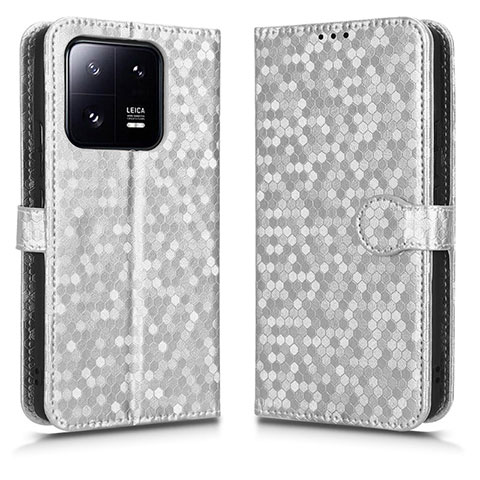 Custodia Portafoglio In Pelle Cover con Supporto C01X per Xiaomi Mi 13 5G Argento