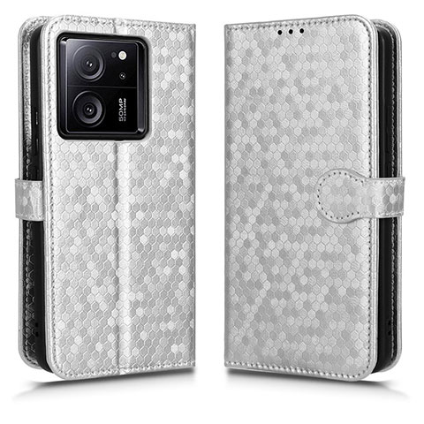 Custodia Portafoglio In Pelle Cover con Supporto C01X per Xiaomi Mi 13T Pro 5G Argento