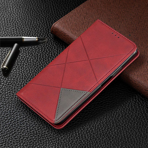 Custodia Portafoglio In Pelle Cover con Supporto C02 per Xiaomi Redmi Note 9 Rosso