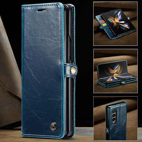 Custodia Portafoglio In Pelle Cover con Supporto C02S per Samsung Galaxy Z Fold3 5G Blu