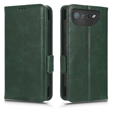 Custodia Portafoglio In Pelle Cover con Supporto C02X per Asus ROG Phone 7 Pro Verde