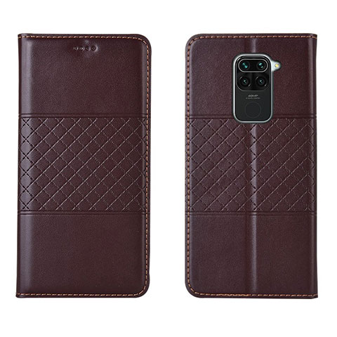 Custodia Portafoglio In Pelle Cover con Supporto C03 per Xiaomi Redmi Note 9 Marrone